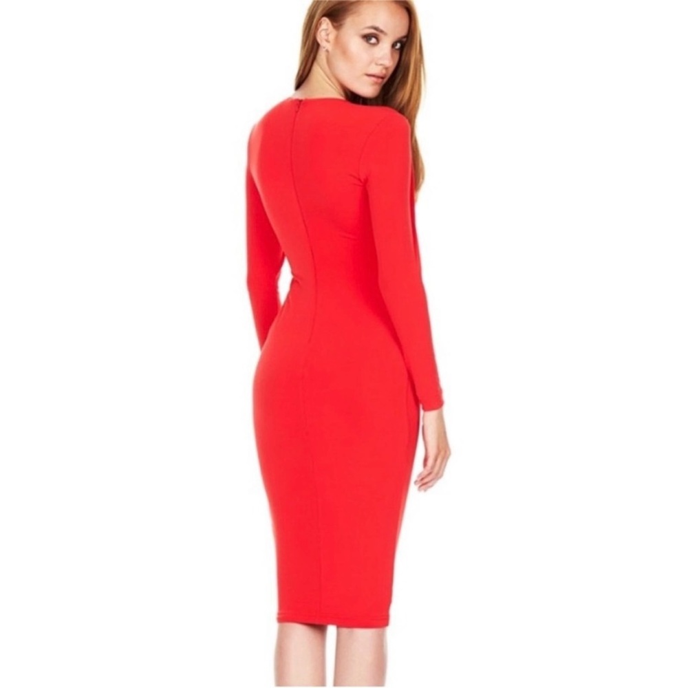 NOOKIE Long Sleeve Plunging Midi Dress